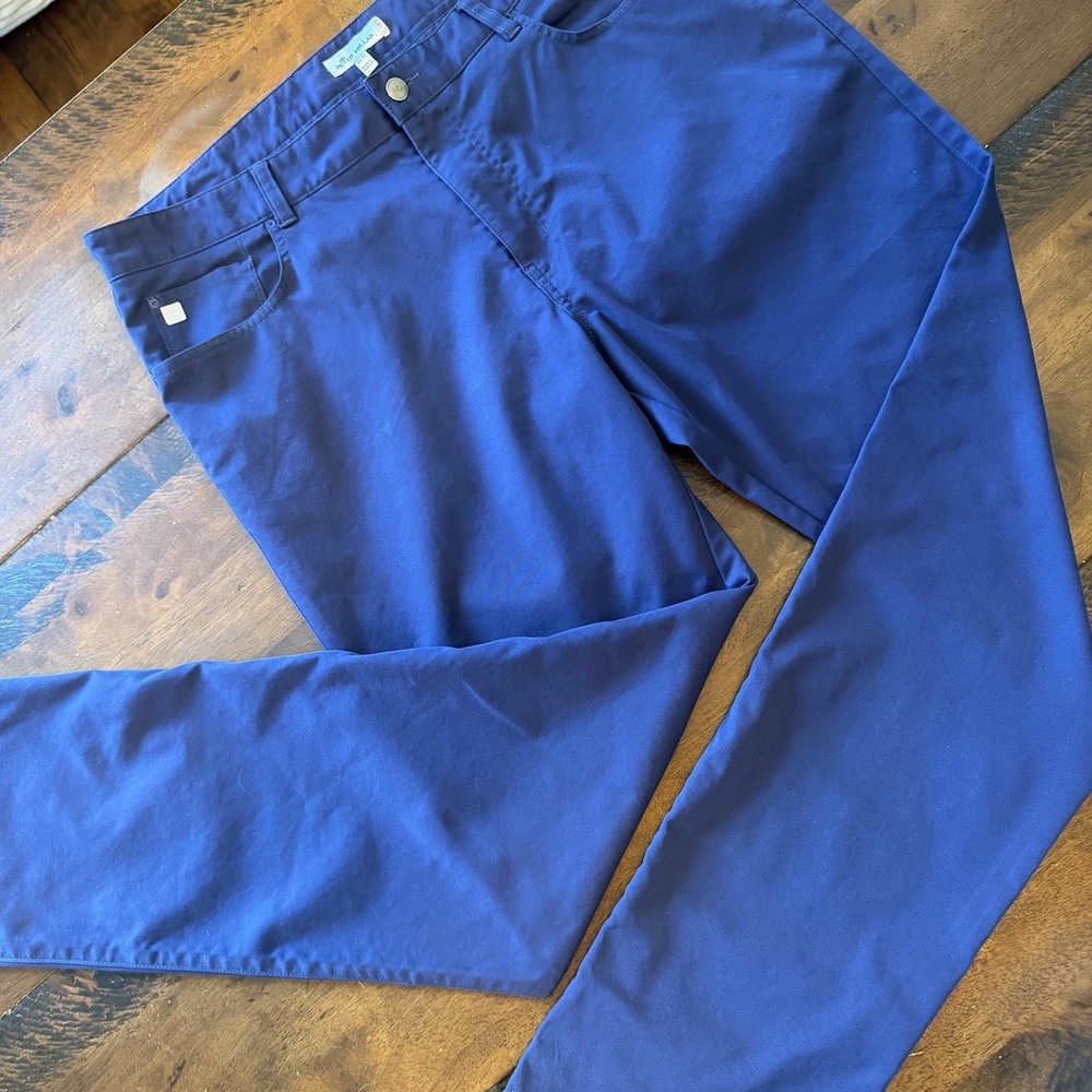 Peter Millar EB66 Pants Mens 38x34 Blue Performance Golf Chino Twill Polyester